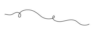 Bir çizgi sanatı, el çizimi dalgalı bölme elementi sürekli kontür çiziyor. Titrek girdap ayırıcı eğrisi volta ve fitil dizaynlı şerit. İzole edilmiş. Düzenlenebilir vuruş.