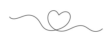 Kalp bir çizgi sanat, el yapımı kalp, sürekli konsept, aşk konsepti. Duyguların ifadesi, şenlikli tasarım romantik element Sevgililer Günü basit minimalist tasarım. Düzenlenebilir vuruş