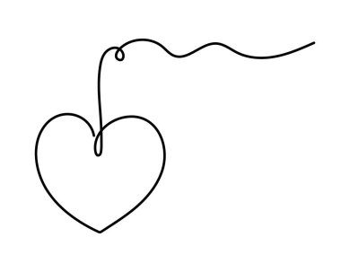 Kalp bir çizgi sanat, el yapımı kalp, sürekli konsept, aşk konsepti. Duyguların ifadesi, şenlikli tasarım romantik element Sevgililer Günü basit minimalist tasarım. Düzenlenebilir vuruş