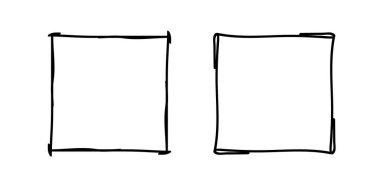 Çerçeve pulu seti, vektör eli eğimli kenarlar, soyut boş dalgalı grunge doodle monogram Kadro kiti. Minimalist karalama tasarım elementleri. İzole edilmiş. Vektör illüstrasyonu.