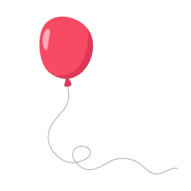 İpli balon, parti için dekoratif hava dolu kutlama tasarımı, doğum günü tatili düz dekorasyonu, bayram sembolü, olay yıldönümü tasarımı. İzole edilmiş. Vektör