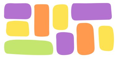 Soyut geometrik metin kutusu. Boş karalama konuşması kabarcıklandı, dikdörtgen şeklinde basit röfle şekilleri, rastgele şekiller. İzole edilmiş. Vektör