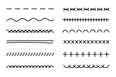 Underlines set, hand drawn accentuation marker pen strokes. Doodle style divider separator handwritten collection wavy curly various strips art lines. Isolated. Vector