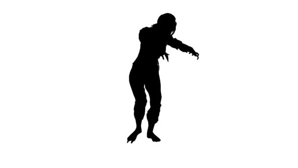 Black Silhouette White Background Zombie Walk Can Use Invert Alph — Stockvideo