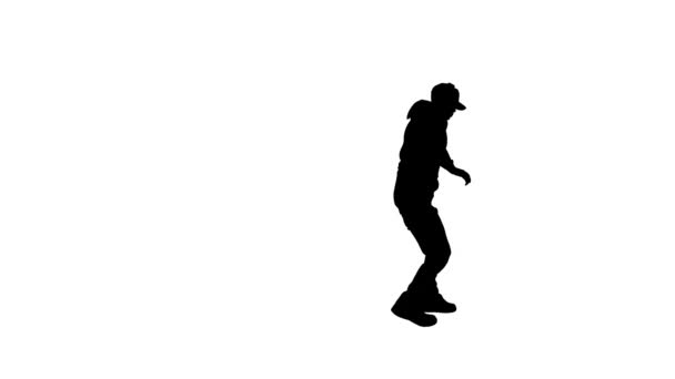 Чёрный Силуэт Белом Фоне Мужчины Танцует Хип Хоп Can Use — стоковое видео