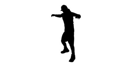 Black silhouette on a white background man dance hip hop . can use invert for alpha chanel