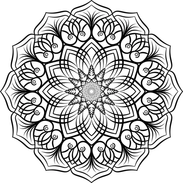 Monotone Handritad Doodle Mandala Etnisk Mandala Med Färgglada Prydnad Tillämpad — Stockfoto