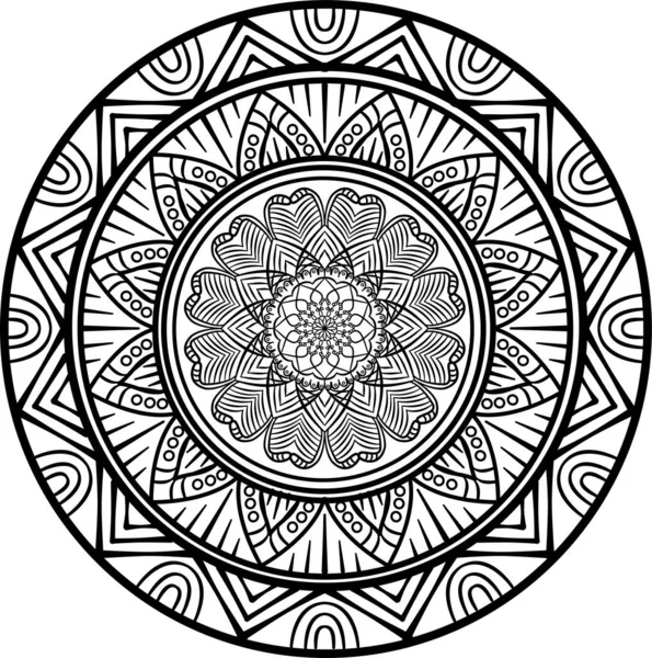 Mandala Scarabocchio Disegnato Mano Monotona Mandala Etnico Con Ornamento Colorato — Foto Stock