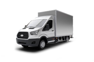 Beyaz arka planda beyaz bir araba, izole edilmiş bir stüdyo görüntüsü..