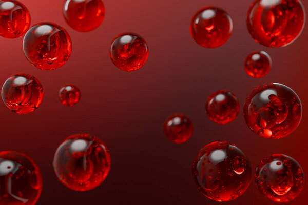 Blood Crystal clear 3D molecular structure scientific visualization  futuristic chemistry blur background 3D render