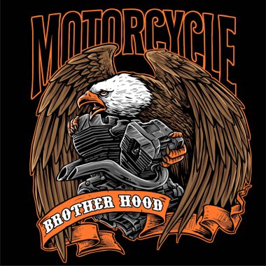 Motosiklet motorlu kartal vintage vektör çizimi