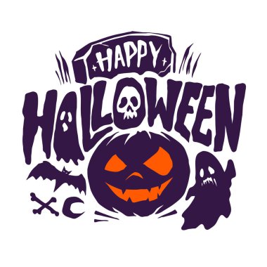 Cadılar bayramı yazı tipi harf tasarım vektörü çiziminiz kutlu olsun