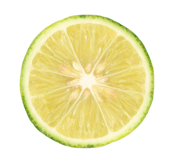 Lime Skurna Halv Isolerad Vit Bakgrund — Stockfoto