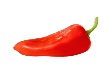 Beyaz arkaplanda kırmızı taze biber izole edilmiş.