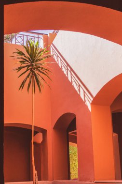 Enfes Zarafet: Mısır Oteli 'nin Terracotta' sının, Palm Trees 'in, Arches' ın ve Sunlit Shadows in Stunning Detail ve Close-Up 'ının Sonsuz Büyüsünü Çekmek, Cozy, Cultura