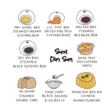 Sweet Dim Sum çizim çizimi vektör çizimi