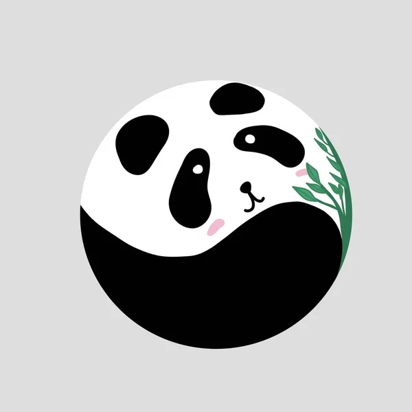 Panda Kerek Logó Lapos Design Vektor Illusztráció — Stock Vector