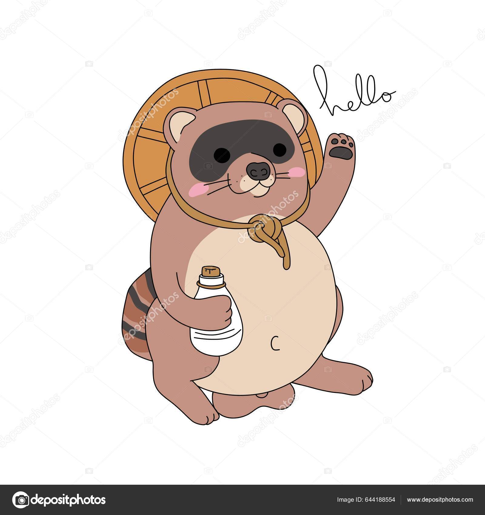 Japanese Raccoon Dog Tanuki Cartoon Vector Illustration Stock Vector by ...