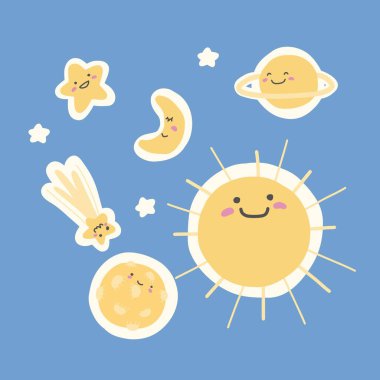 Evren karikatür karalama vektör çizimi