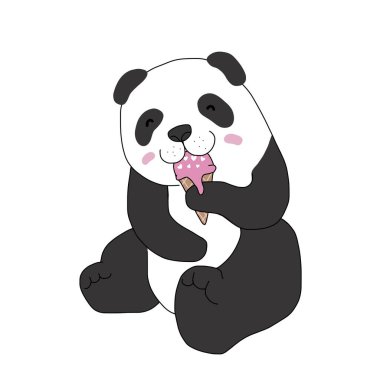 Pandanın dondurma yemesi vektör çizimi