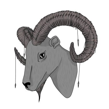 Goat line art drawing bohemian style vector illustration