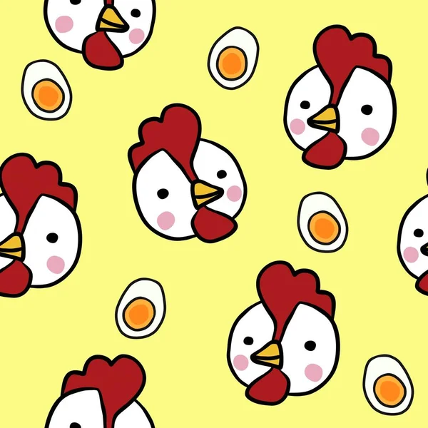 Chicken Egg Seamless Cartoon Vector Illustration Background — Vector de stock