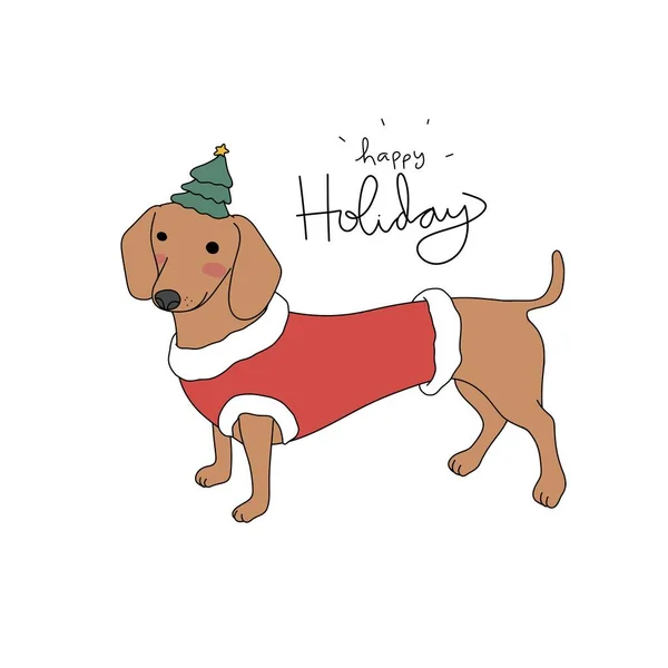 Dackel Hund Happy Holiday Cartoon Vektor Illustration — Stockvektor