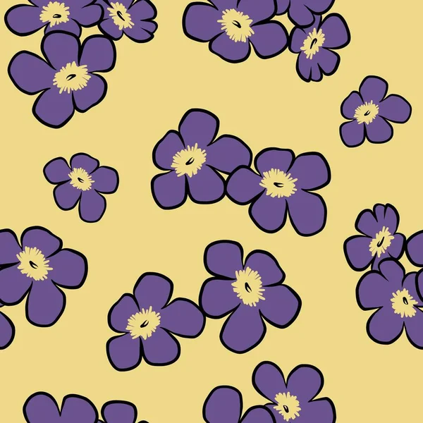 Forget Flower Seamless Pattern Yellow Background Vector Illustration Design — Wektor stockowy