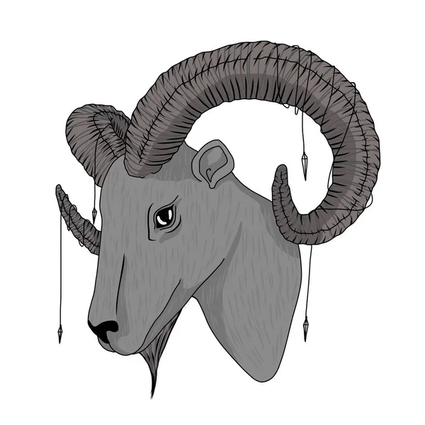 Goat Line Art Drawing Bohemian Style Vector Illustration — Stockový vektor