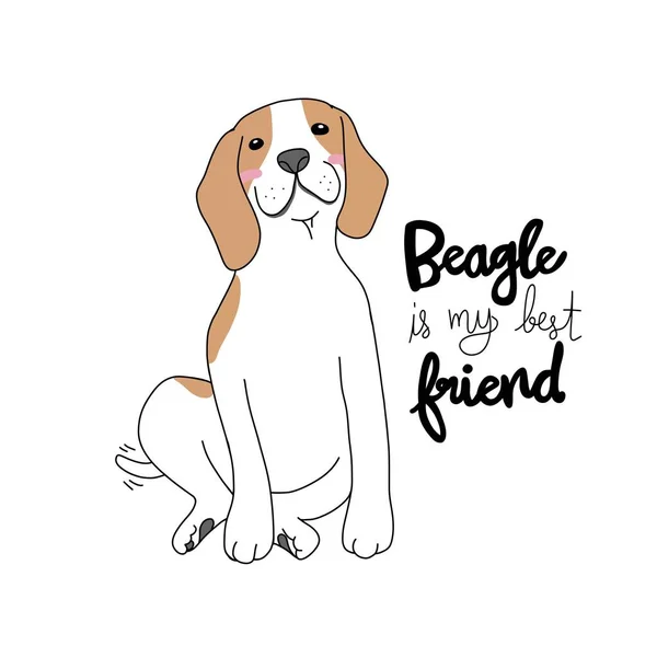 小猎犬是我最好的朋友卡通人物 — 图库矢量图片
