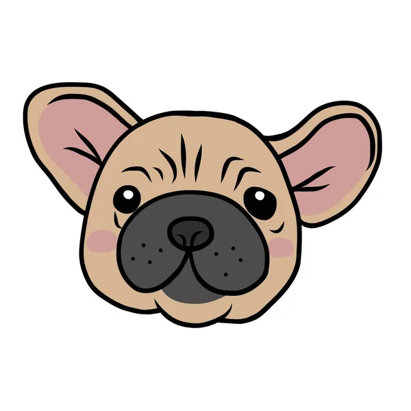 Francês Bulldog Cabeça Cartoon Vetor Ilustração — Vetor de Stock