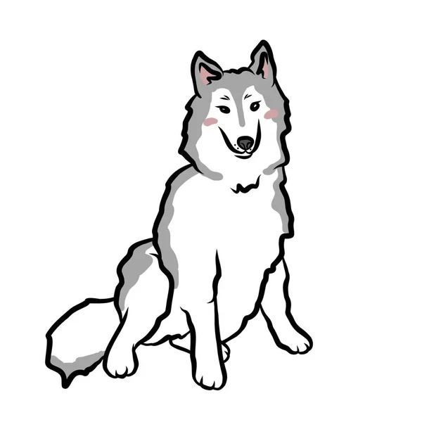 Sibiřský Husky Pes Kreslený Vektor Ilustrace — Stockový vektor