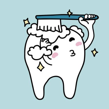 Diş fırçalama karikatürü vektör çizimi