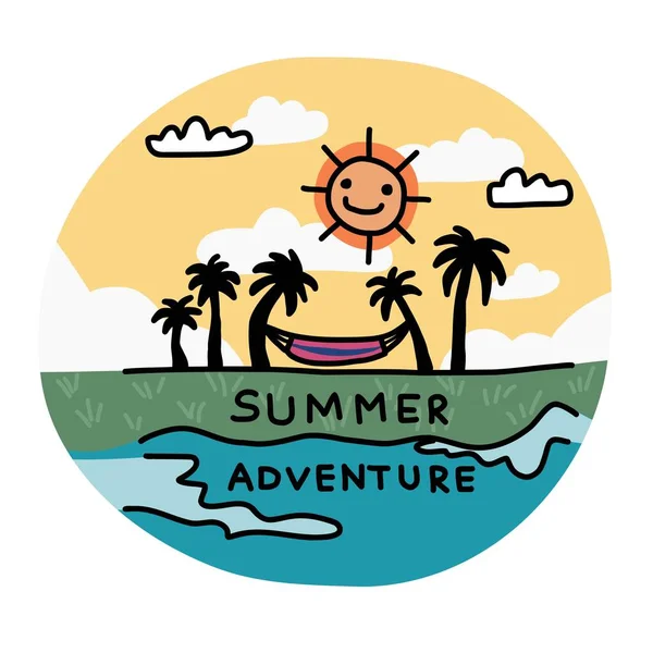 Summer Adventure Logó Rajzfilm Vektor Illusztráció — Stock Vector