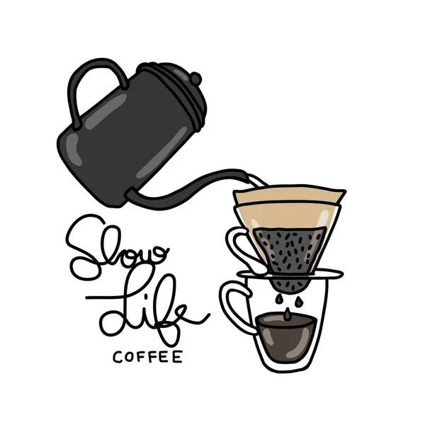 Векторная Иллюстрация Логотипа Slow Life Coffee — стоковый вектор