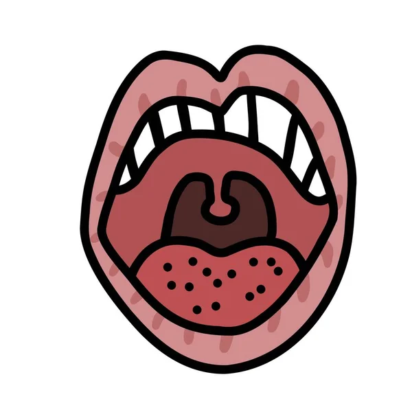 Στόμα Ανοιχτό Για Εμφάνιση Εικονογράφησης Διανύσματος Κινουμένων Σχεδίων Δοντιών — Διανυσματικό Αρχείο