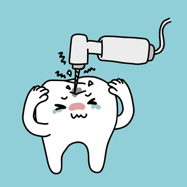Teeth Fixing Crying Cartoon Vector Illustration — Stock Vector