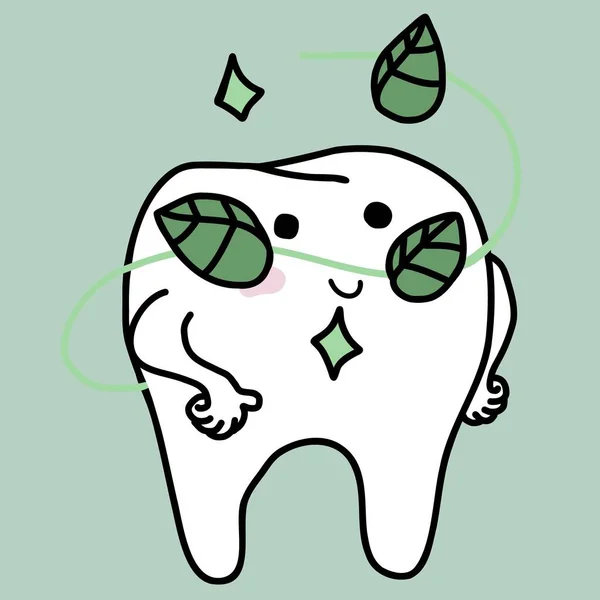 Teeth Clean Sparkle Fresh Cartoon Vector Illustration — Stock Vector