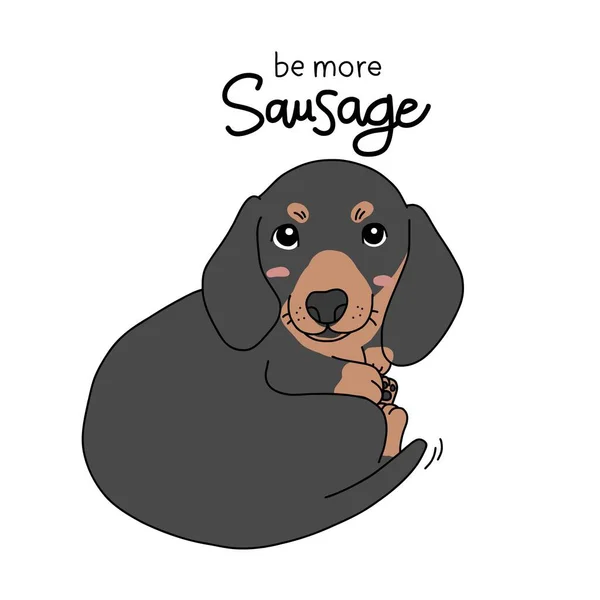 Dackel Hund Wird Mehr Wurst Cartoon Vektor Illustration — Stockvektor