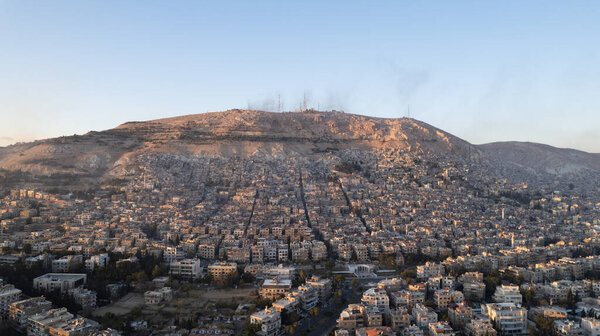 Celebrations of Syrians in Umayyad Square in Damascus. The fall of Bashar al-Assad.