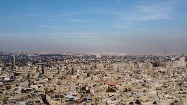 Aerial view of Aleppo, Syria. Fighting between the Assad regime and the opposition. Syria, December 2, 2024 clipart