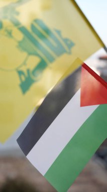 Orta Doğu çatışması, Filistin ve Hizbullah bayrağı.