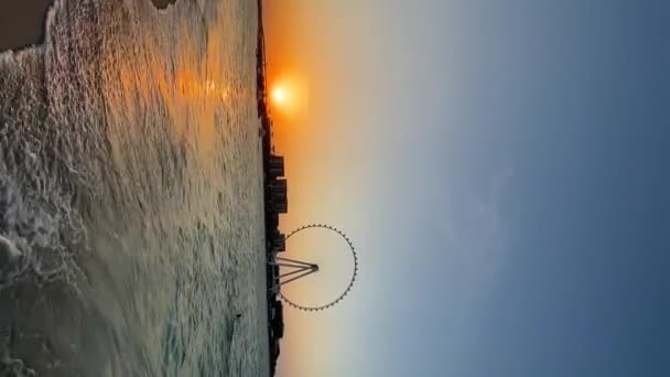 Vue Sur Roue Ferris Marina Dubaï Vidéo Verticale Magnifique Arrière — Video