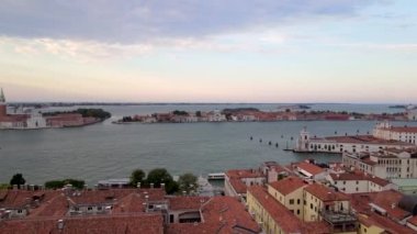 Aerial panoramic view of St. Marks Square, Venetian Lagoon, Italy, 4k. High quality 4k footage