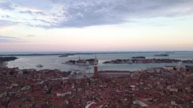 Top view of Venetian lagoon, St Marks square, Venice beautiful place, 4k video. High quality 4k footage