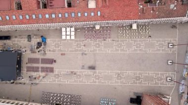 Venedik 'teki St. Marks Meydanı' nın üst görüntüsü, İHA hava görüntüleri, İtalya, 4K video. Yüksek kalite 4k görüntü