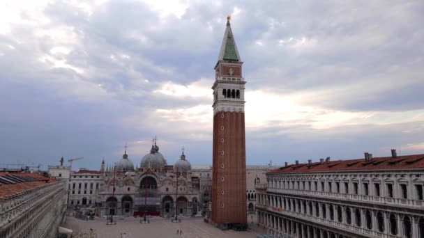 Площа Святого Марка Венеції Вигляд Мальовничого Місця Затоці Бей Італії — стокове відео