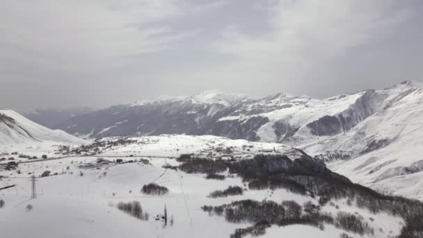Drone Footage Snow Mountains Georgia Winter Season High Quality Footage — Stock Video