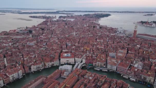 Venetian Lagoon Aerial Footage Venice Canal Marks Square High Quality — Stock Video
