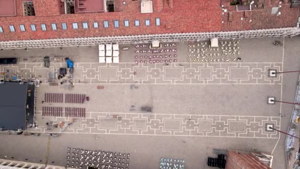 Top View Marks Square Venice Drone Aerial Footage Italy Video — Vídeos de Stock